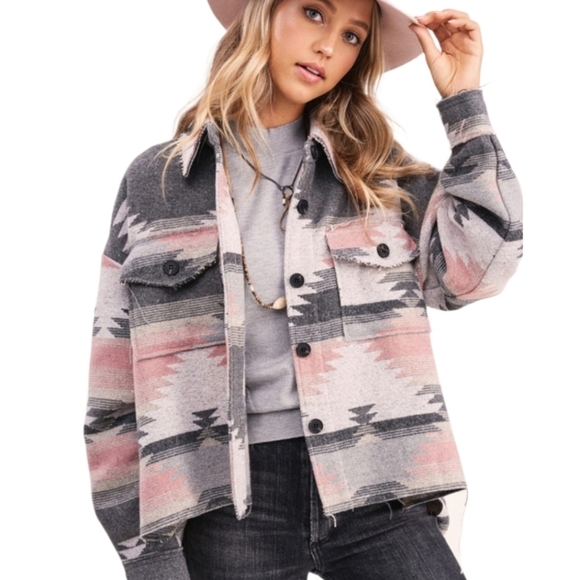 Jackets & Blazers - Aztec Distressed Yellowstone Jacket Shacket NWT